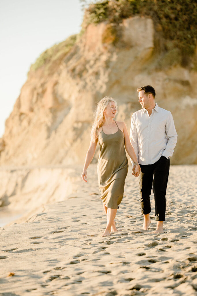 bride and groom beach engagement session