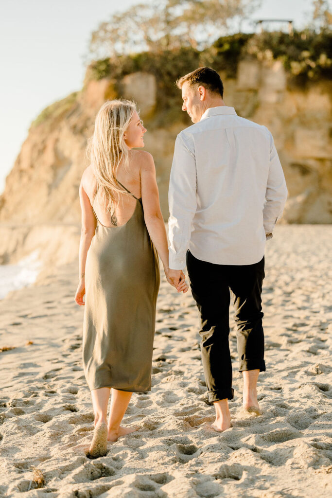 bride and groom beach engagement session