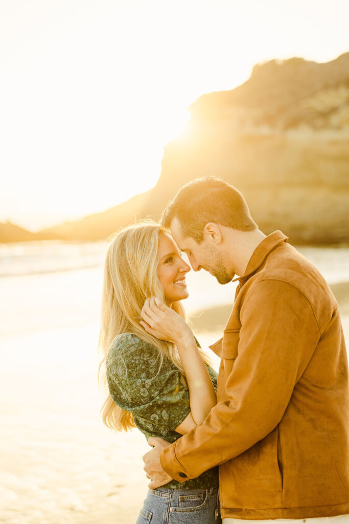 bride and groom engagement session at laguna beach